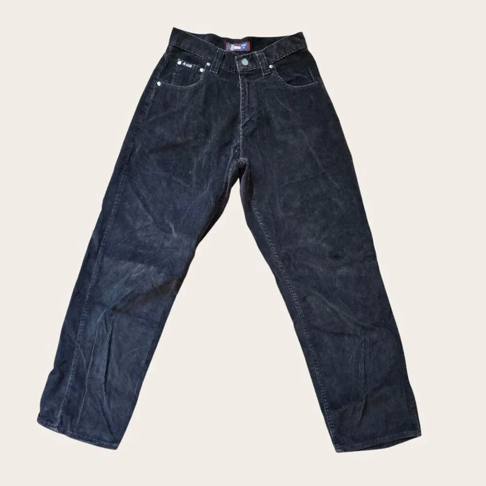 Vintage Arizona Jean Co Corduroy Pants Mens 28x30 Baggy Fit Black 1999 Grunge